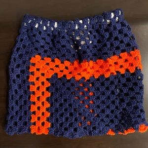 Urban renewal remade crochet blanket mini skirt, S/M